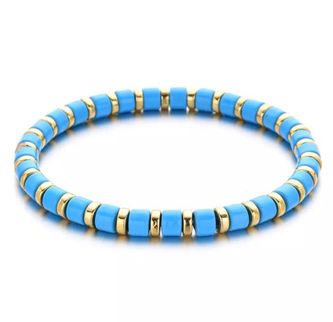 Sky Blue Candy Striped Bracelet