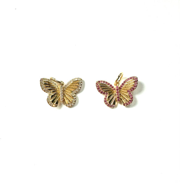 Pave Fluted Butterfly Charm