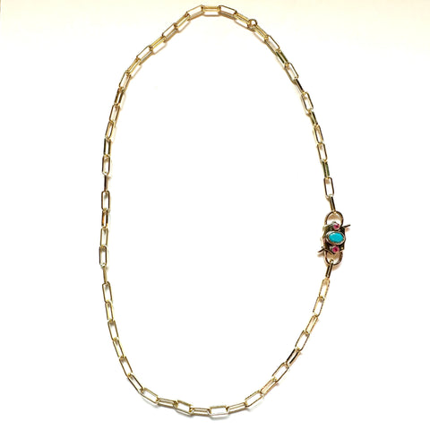 Paper Clip Luxe Lock Chain in Turquoise and Ruby