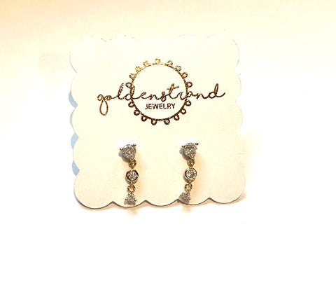 Graduated triple stone drop earring