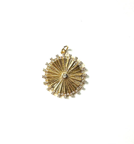 Fluted Pave and Gold Coin Charm