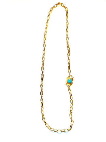 Paper Clip Luxe Lock Chain in Turquoise