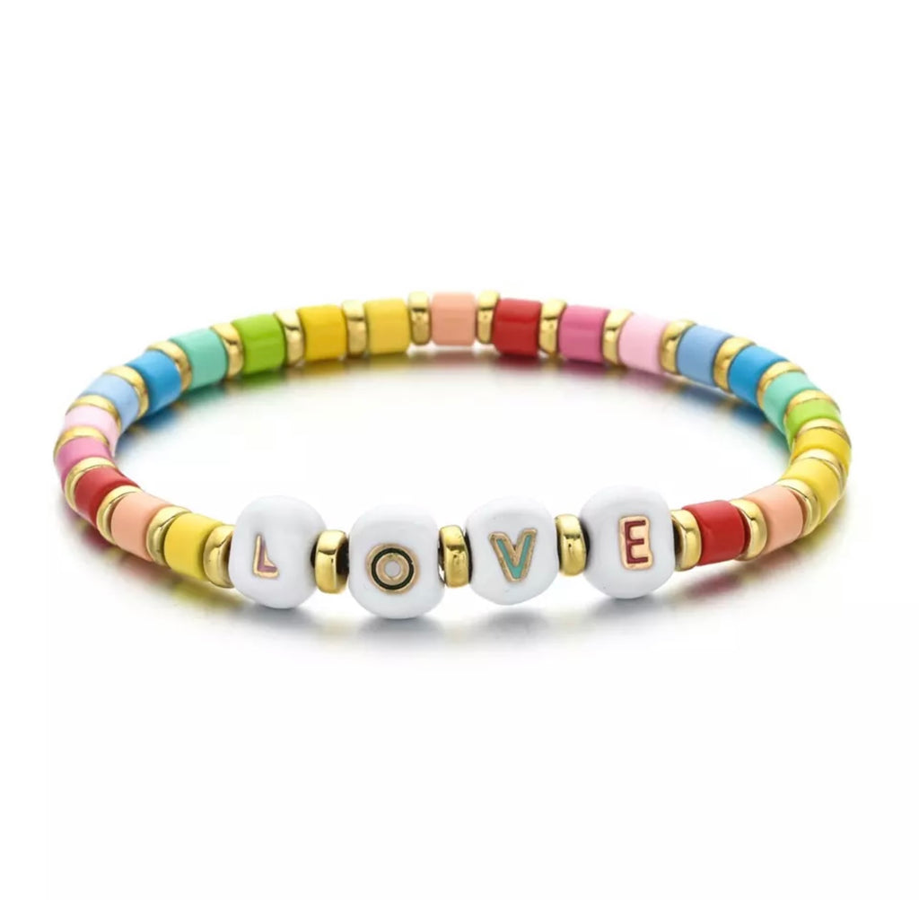 Rainbow Candy Strip Love Bracelet