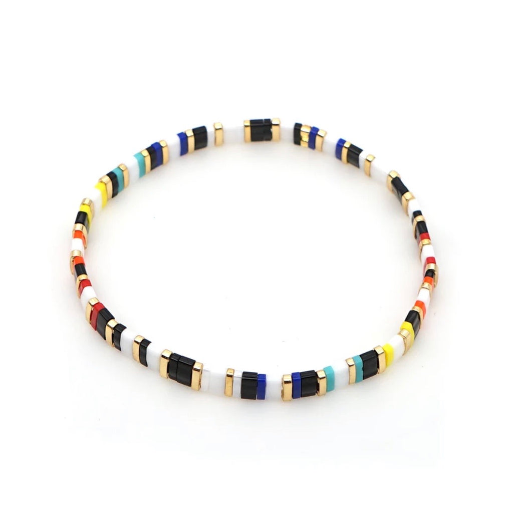 Black, White and Rainbow Tile Bracelet