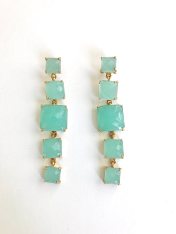 Aqua Chalcedony 5 Drop Earrings