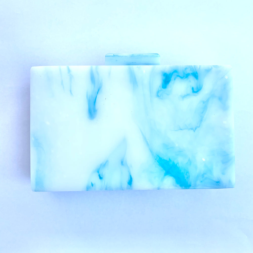 Baby Blue Marbled Acrylic Clutch