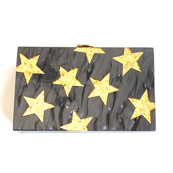 Black Gold Star Acrylic Clutch