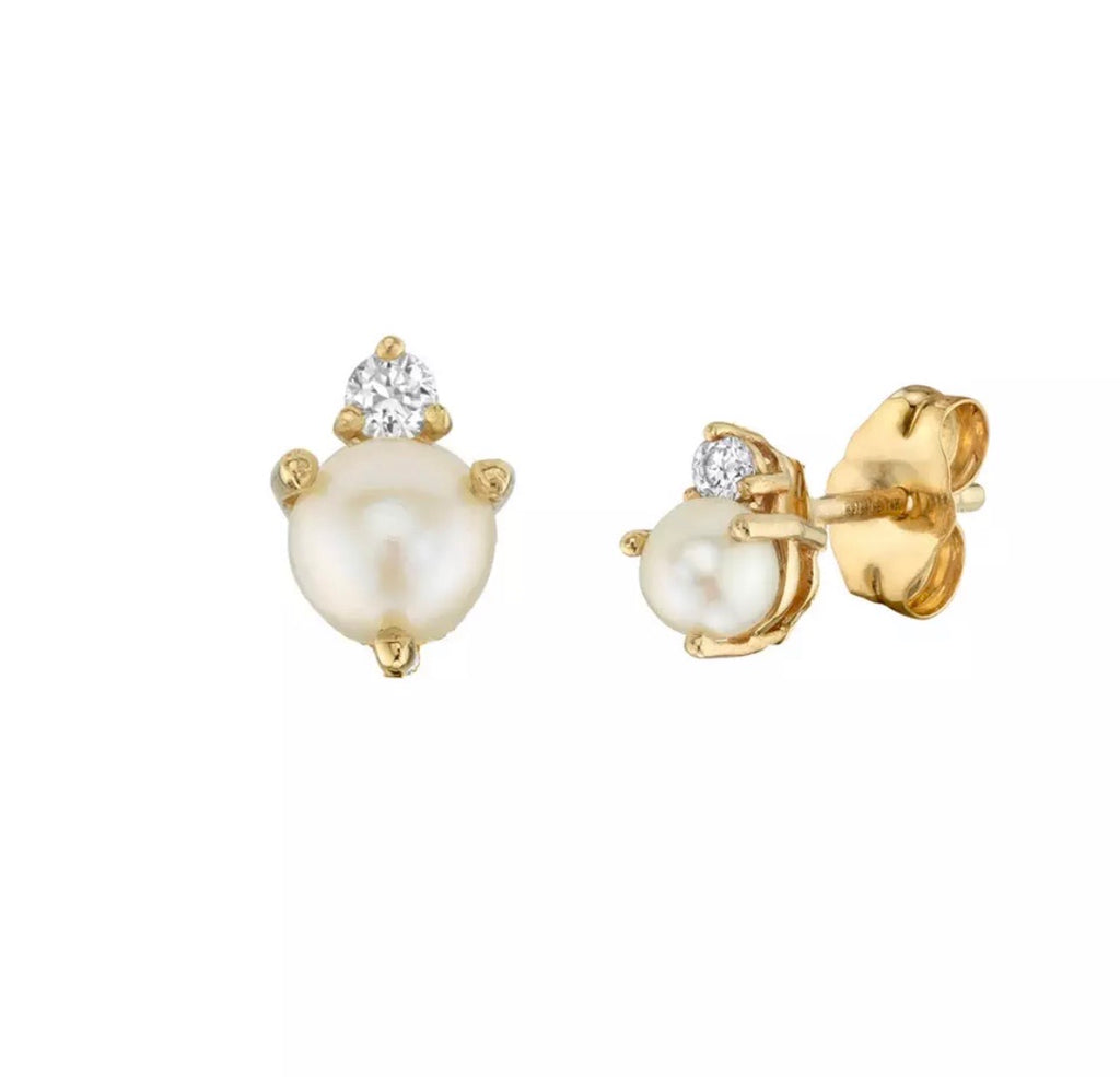 Pearl and CZ Petite Studs