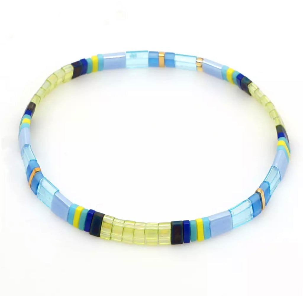 Neon and Blue Tile Bracelet