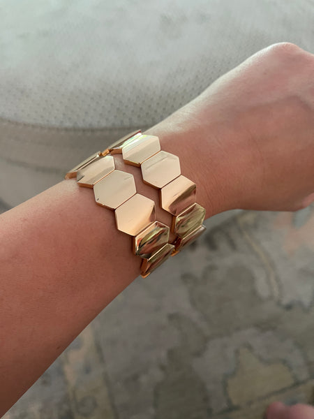 Large Gold Hexagon Enamel Bracelet