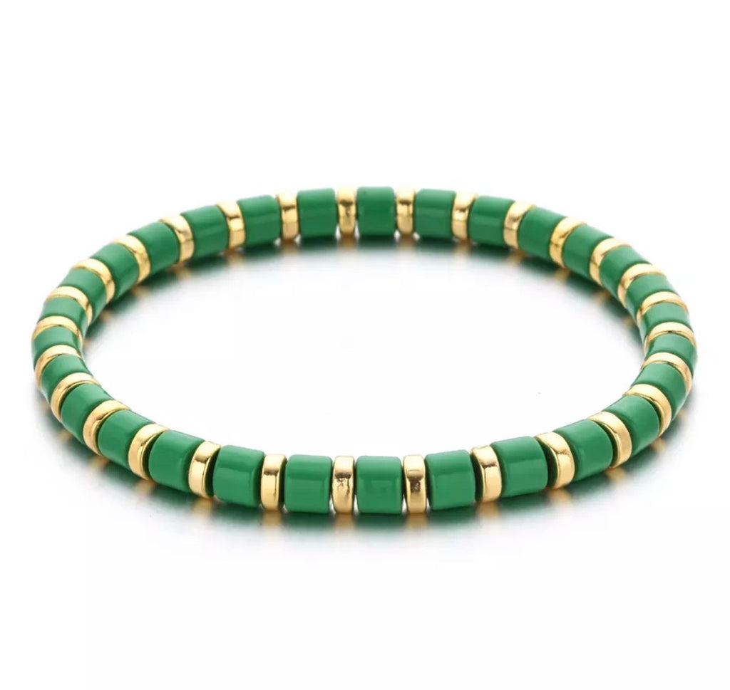 Green Candy Striped Bracelet