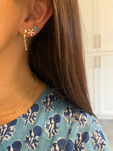 Bezel Turquoise Stud Earrings