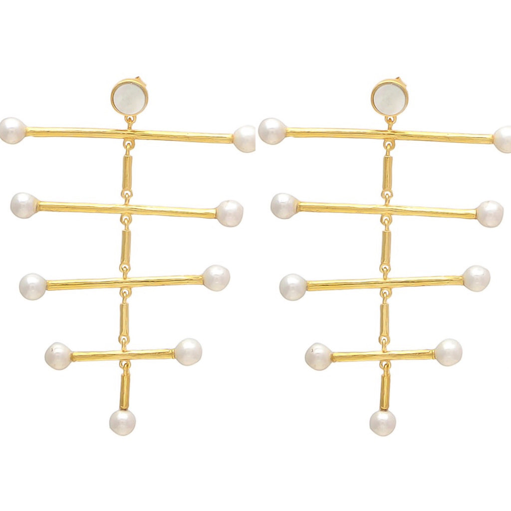 Pearl Skeleton Earrings