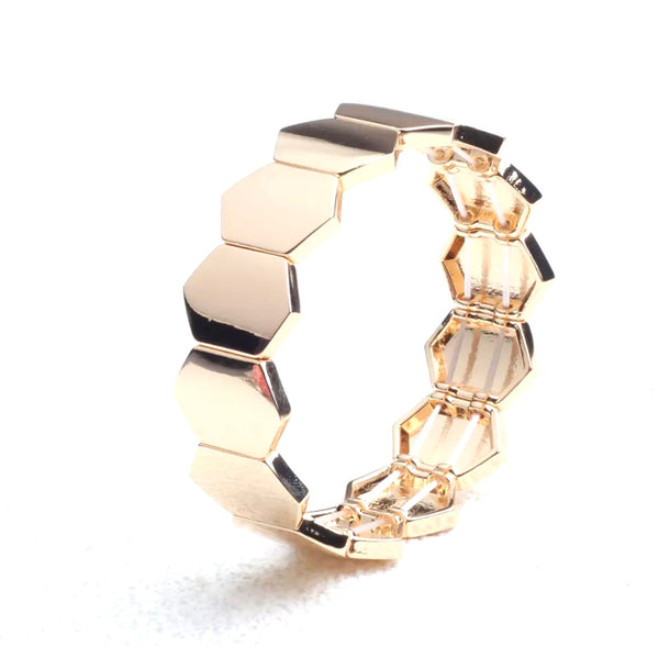 Large Gold Hexagon Enamel Bracelet