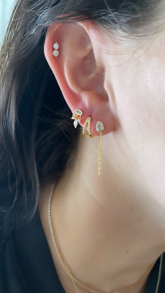 Pear and Chain Jacket Earrings