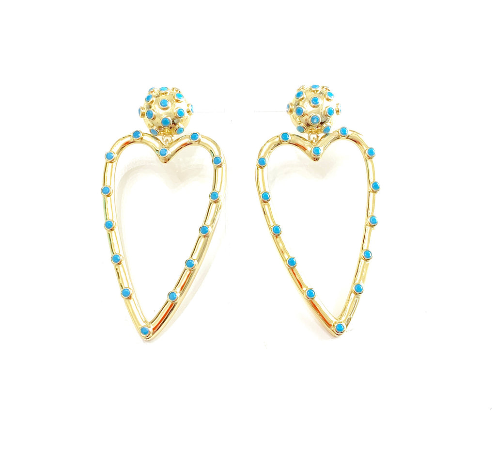 Turquoise Studded Heart Earrings
