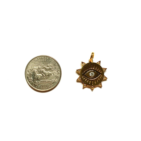 Gold Spike Eye Coin Charm