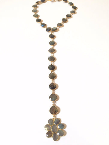 Labradorite Gemstone Lariat Necklace