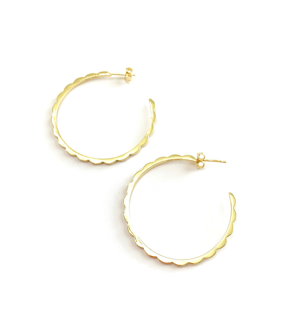 Gold Scalloped Hoops