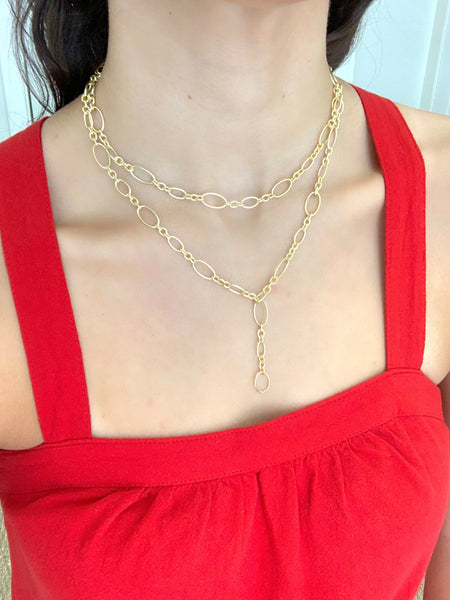 Double Oval Chain Lariat