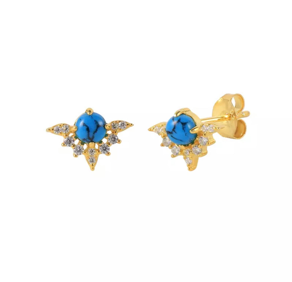 Turquoise and Pave Wing Studs