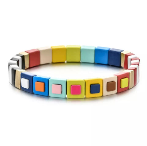 Multi Block Rainbow Enamel bracelet