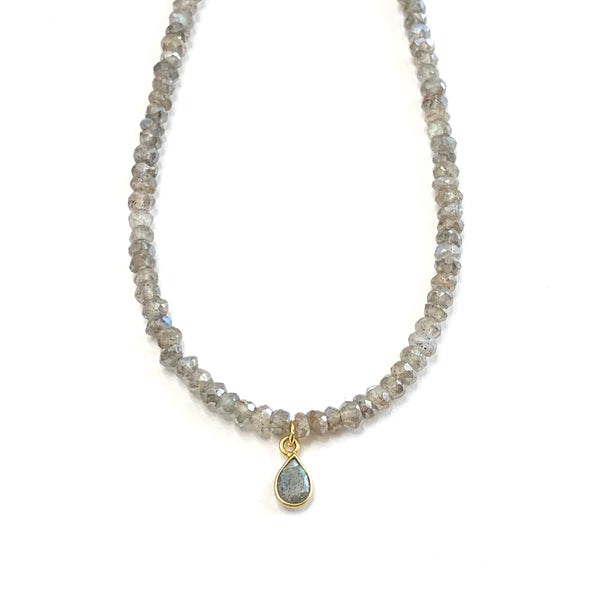 Labradorite Layering Necklace with Charm