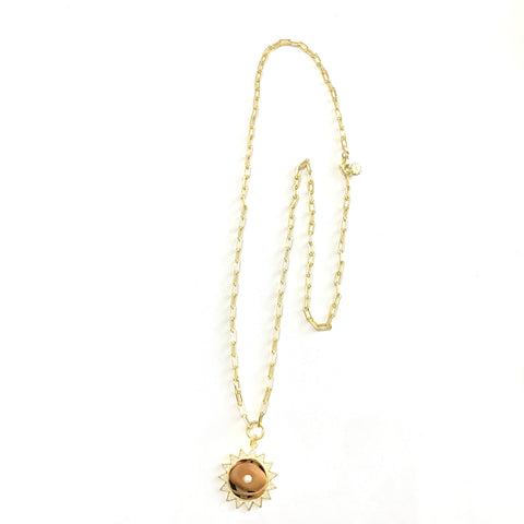 Pearl and Pave Coin Necklace