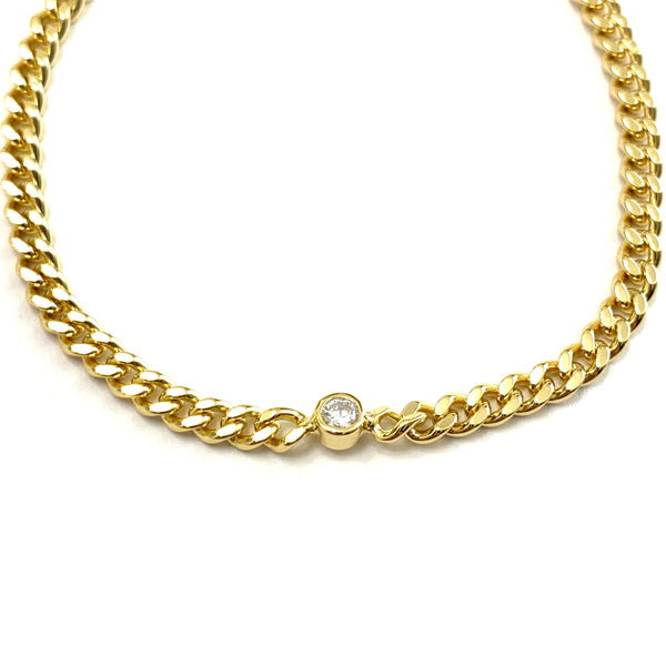 Chain Bracelet with Single Bezel