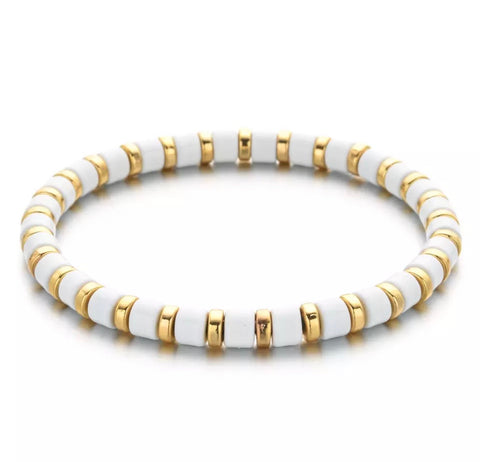White Candy Striped Bracelet