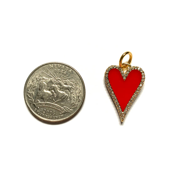 Red Enamel Pave Heart Charm