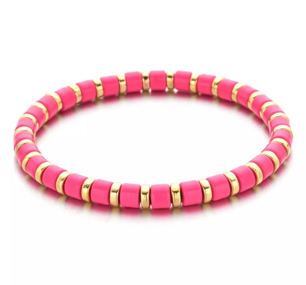 Bright Coral Candy Striped Bracelet