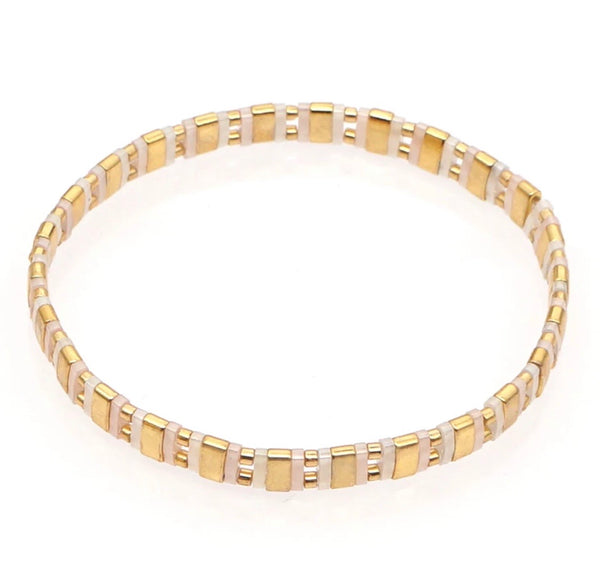 Gold and White Tile Bracelet