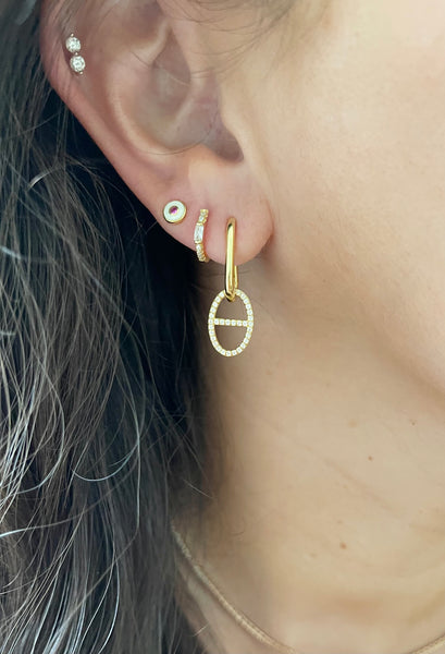 Pave Link Drop Earrings