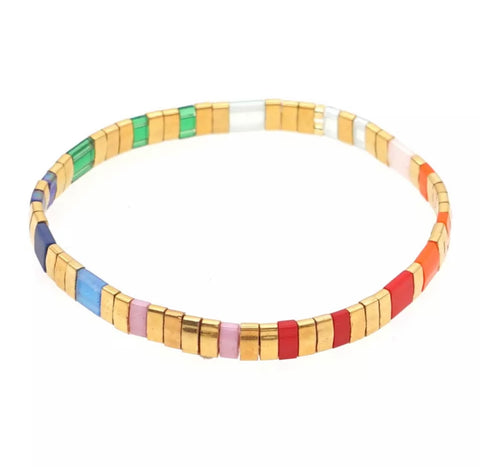 Gold and Multicolor Tile Bracelet