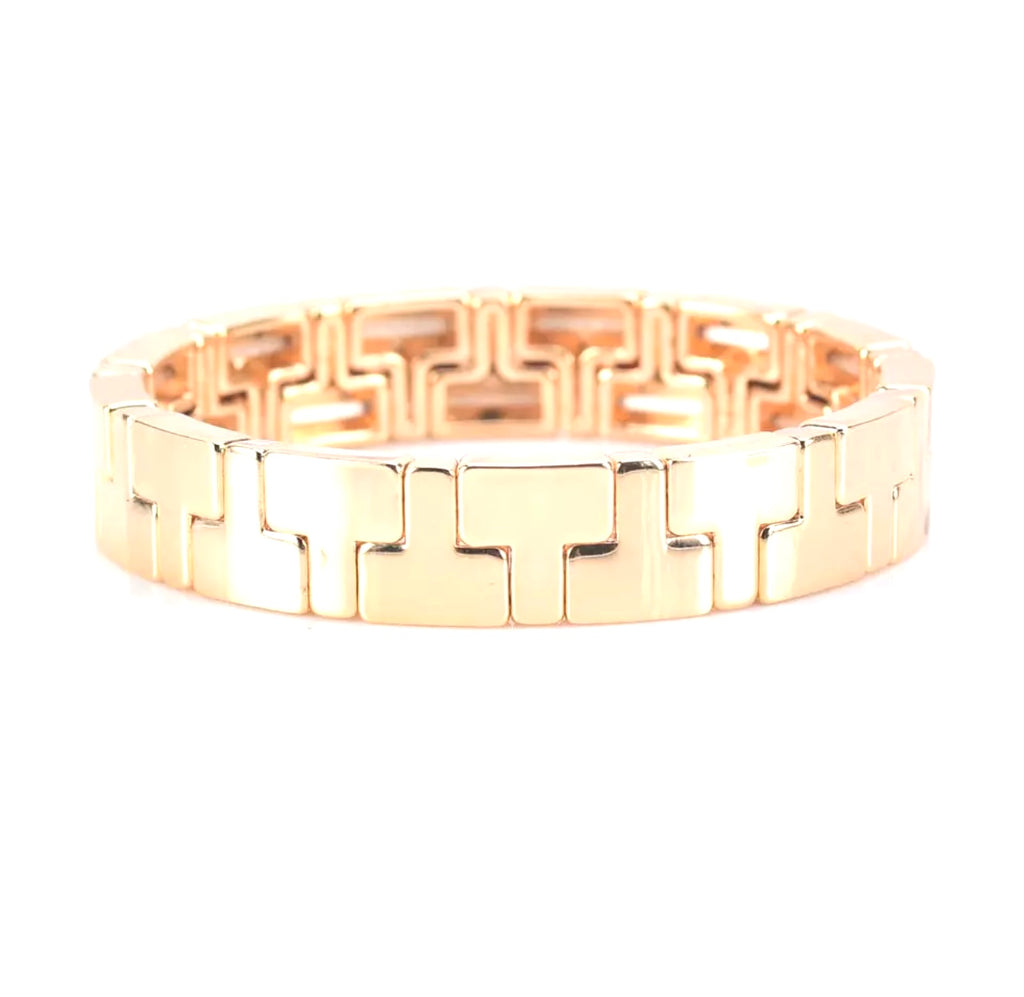 Gold Enamel T bracelet