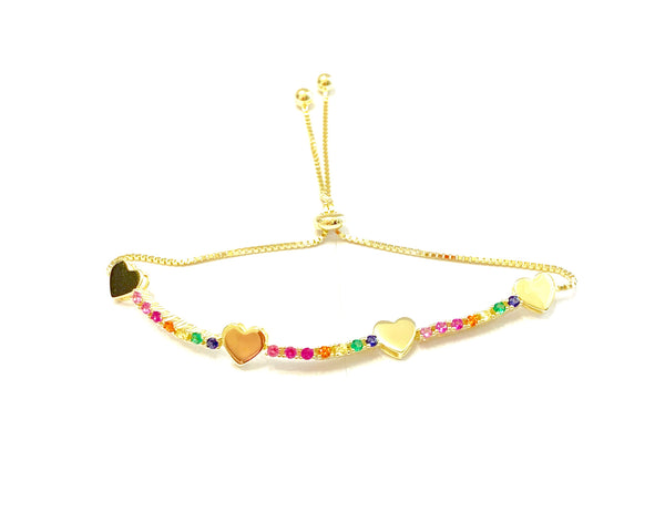 Rainbow Heart Bolo Bracelet
