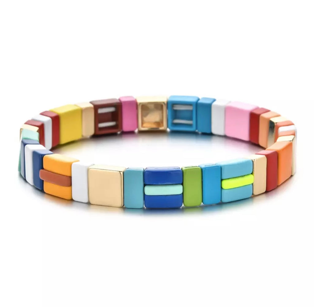 Multi Stripe Rainbow Enamel bracelet