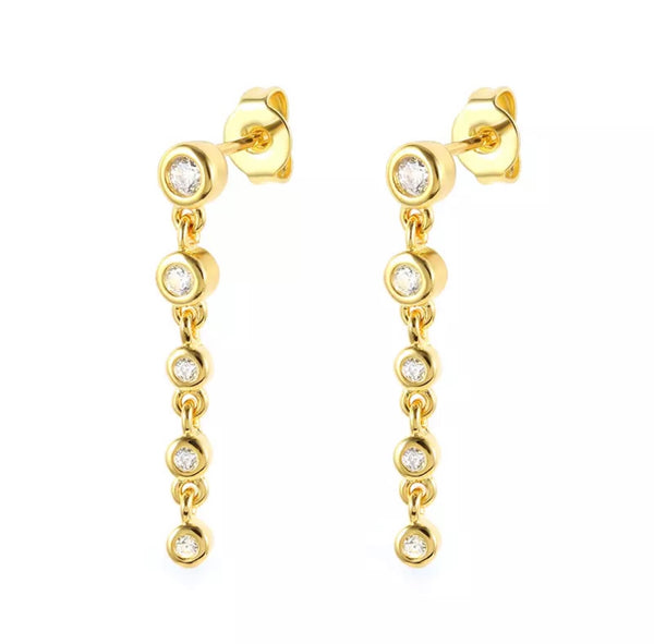 Gold Graduated Bezel Drop Earrings