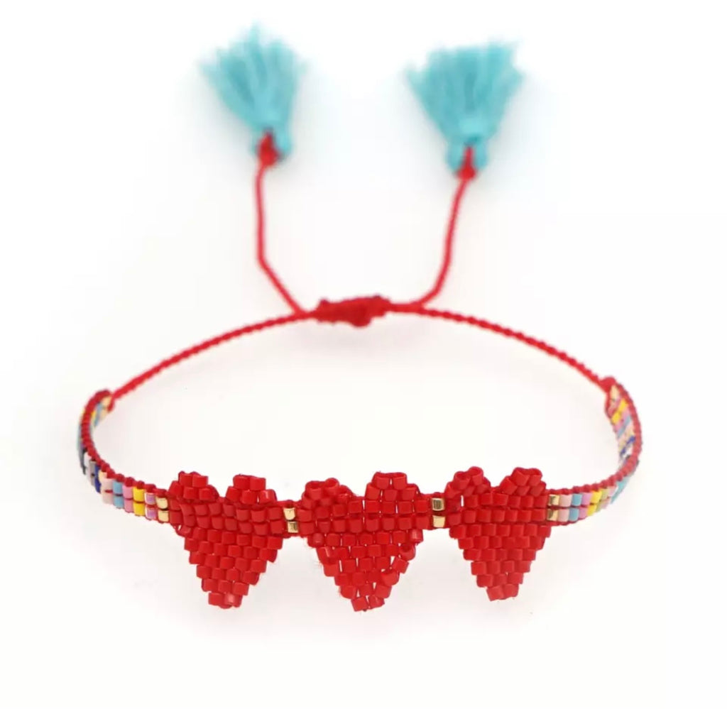 Macrame Heart Beaded Bracelet