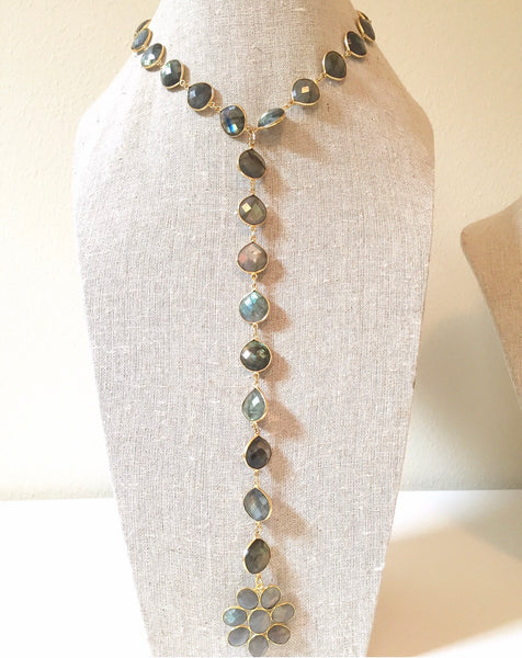 Labradorite Gemstone Lariat Necklace