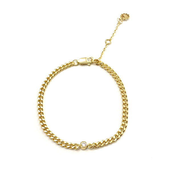 Chain Bracelet with Single Bezel