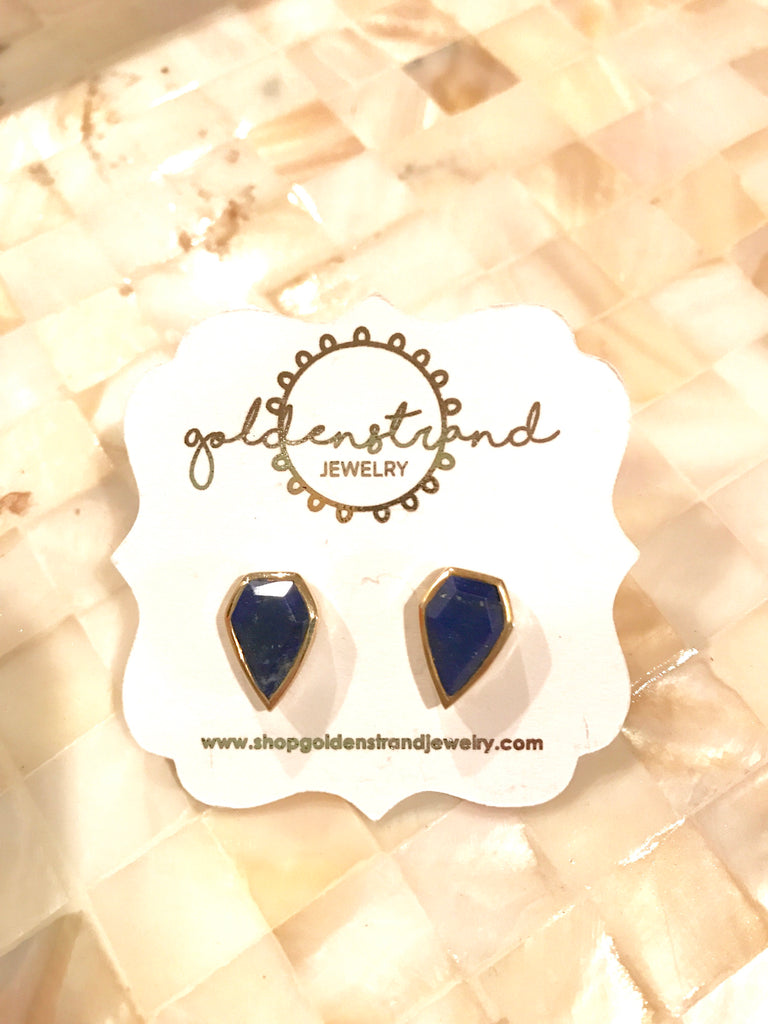 Lapis Diamond shape stud earrings