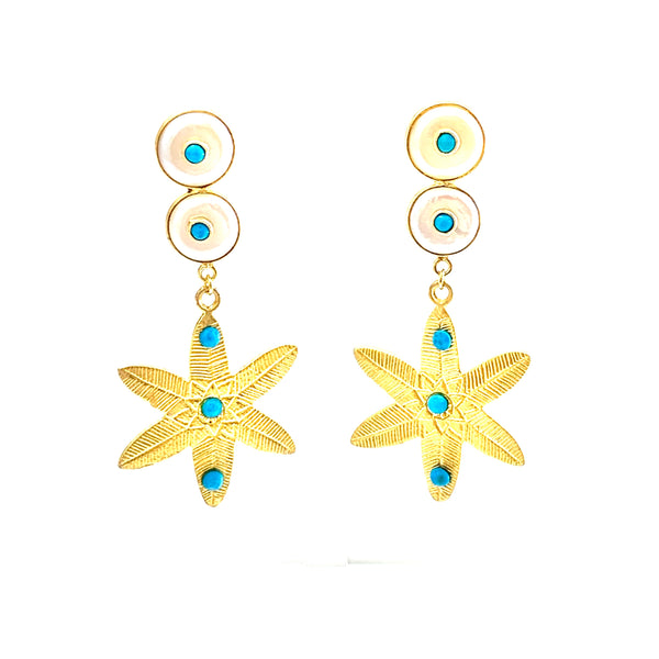 Pearl and Turquoise Flower Drops