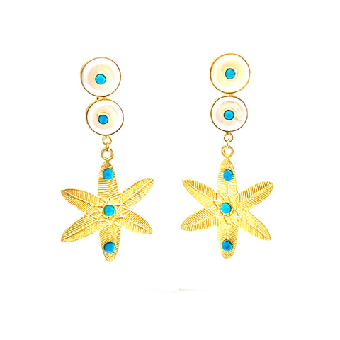 Pearl and Turquoise Flower Drops