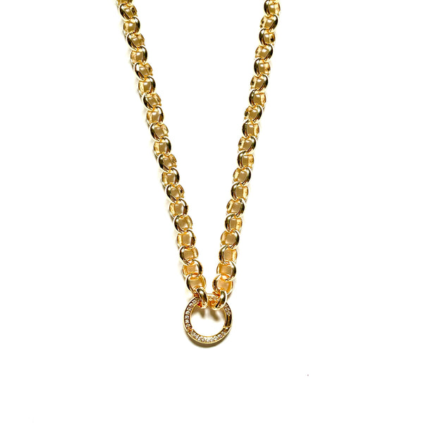 Rolo Chain with Pave Clasp