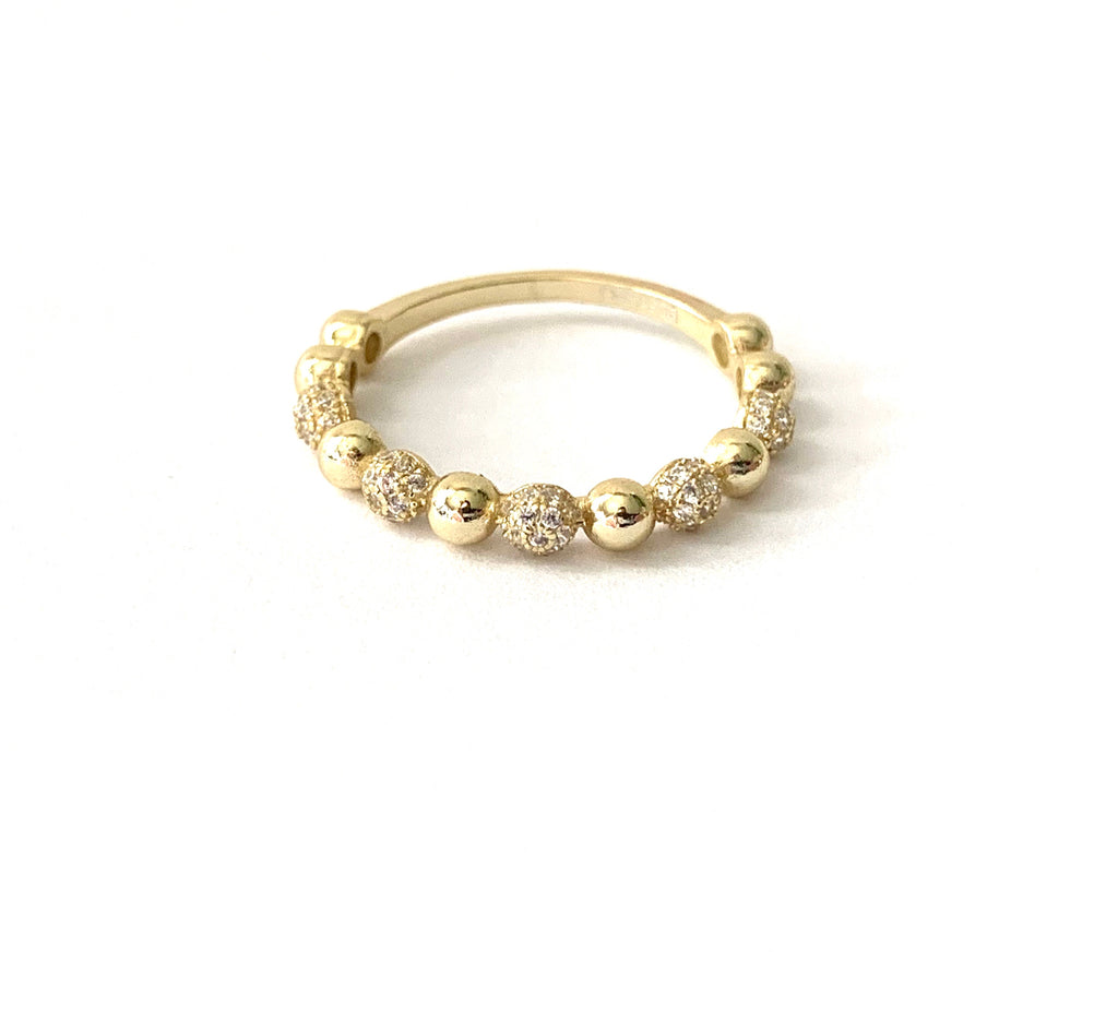 Pave Ball Stacking Ring in Clear