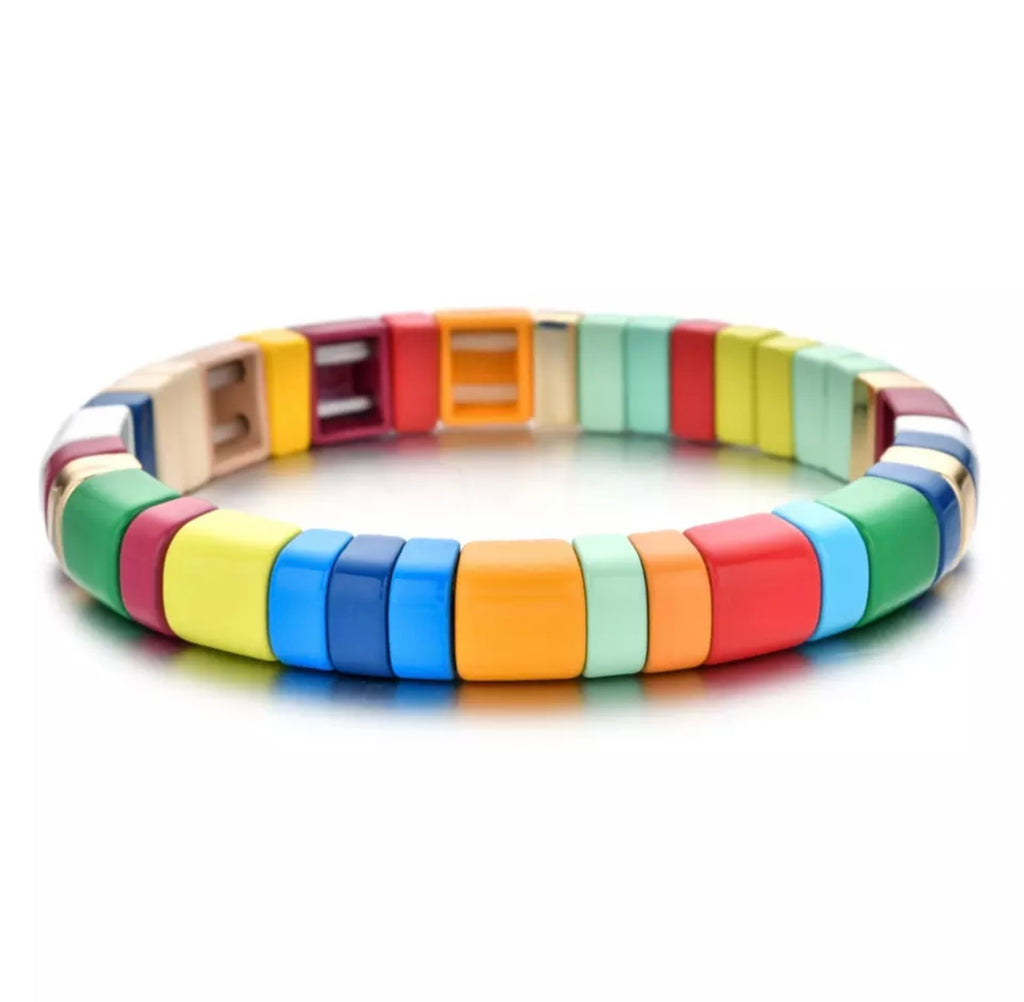 Rainbow Rounded Enamel Bracelet