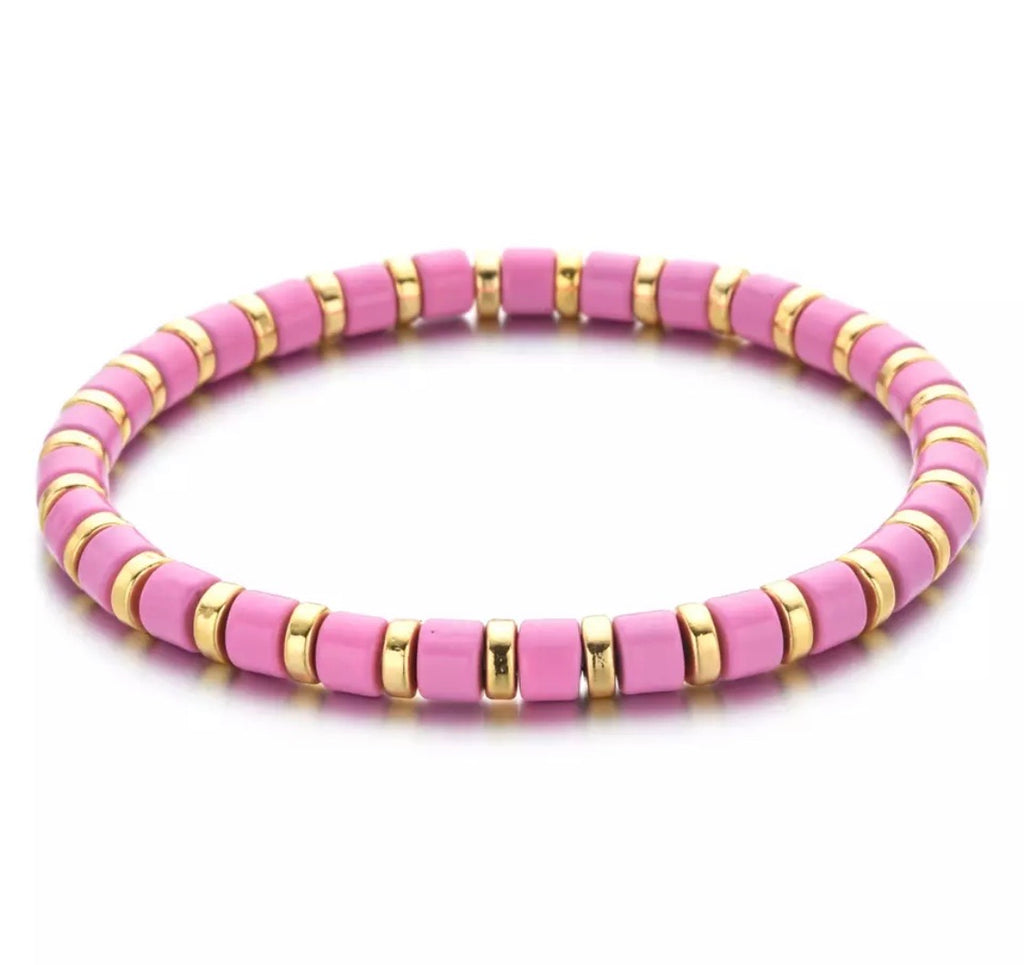 Pink Candy Striped Bracelet