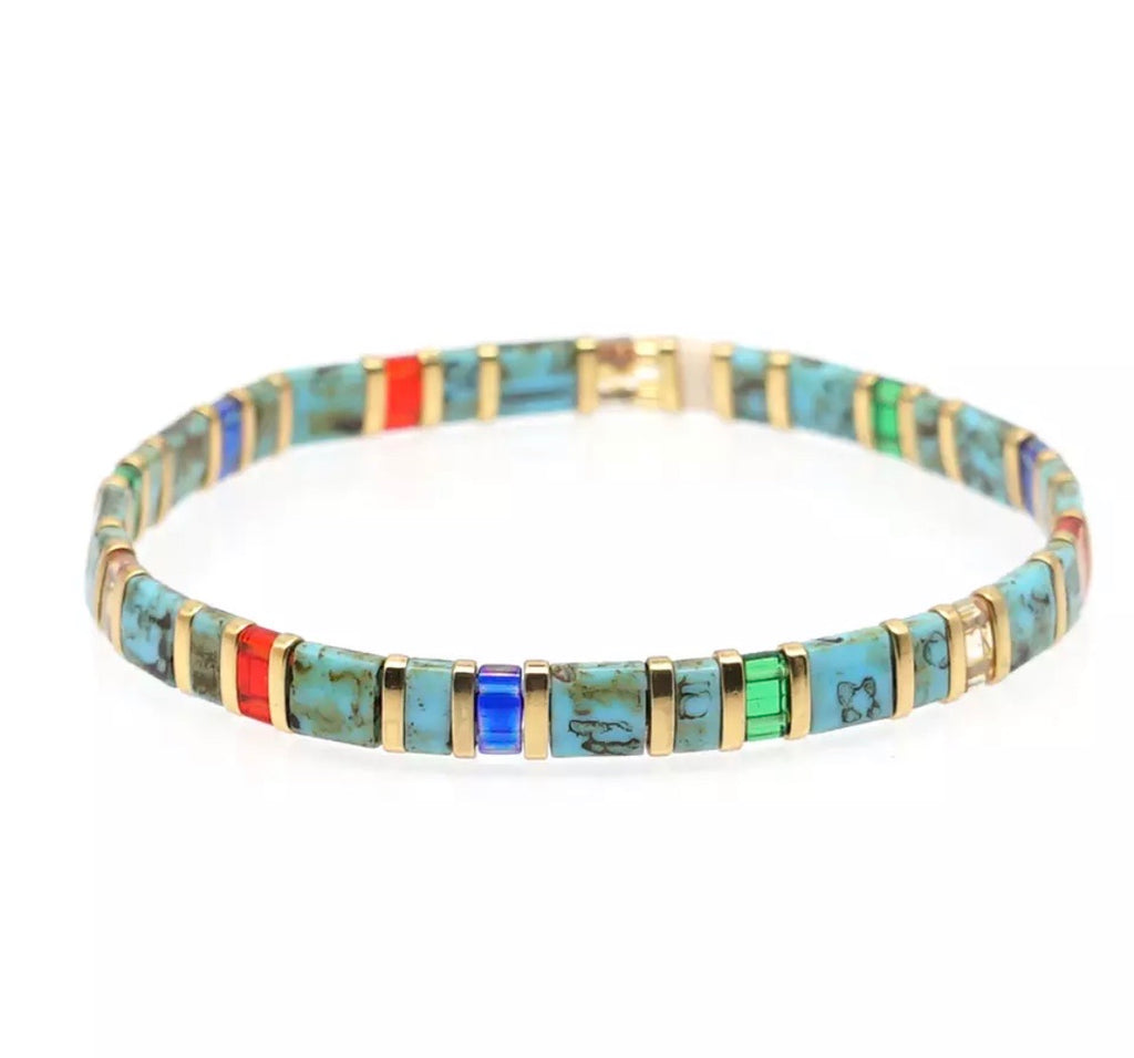 Turquoise and Multi Tile Bracelet